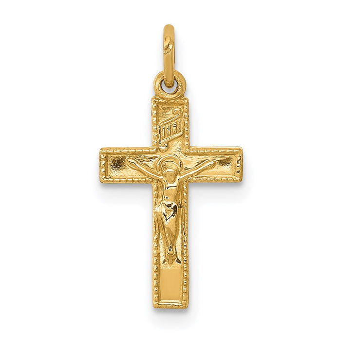 Million Charms 14K Yellow Gold Themed Inri Relgious Crucifix Charm