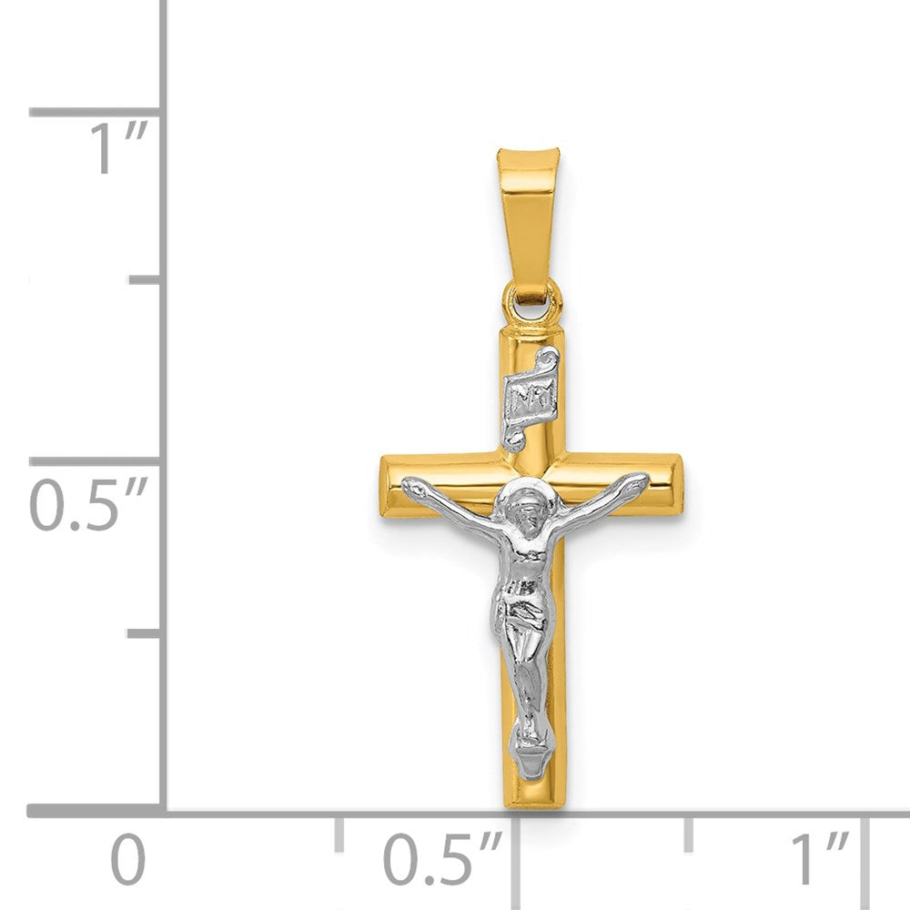 Million Charms 14K Two-Tone Inri Hollow Relgious Crucifix Pendant