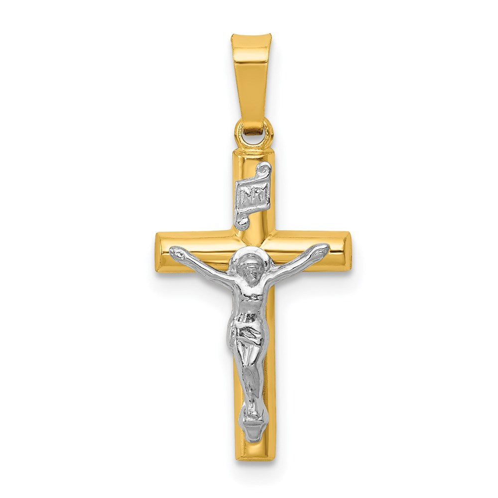 Million Charms 14K Two-Tone Inri Hollow Relgious Crucifix Pendant