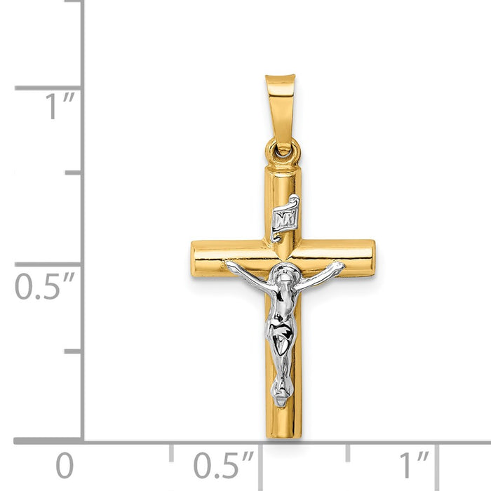 Million Charms 14K Two-Tone Inri Relgious Crucifix Pendant