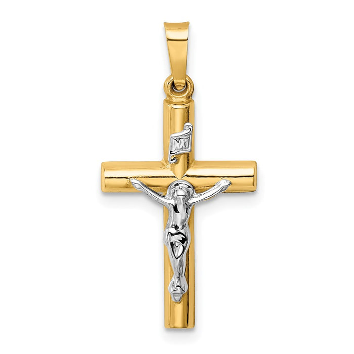 Million Charms 14K Two-Tone Inri Relgious Crucifix Pendant