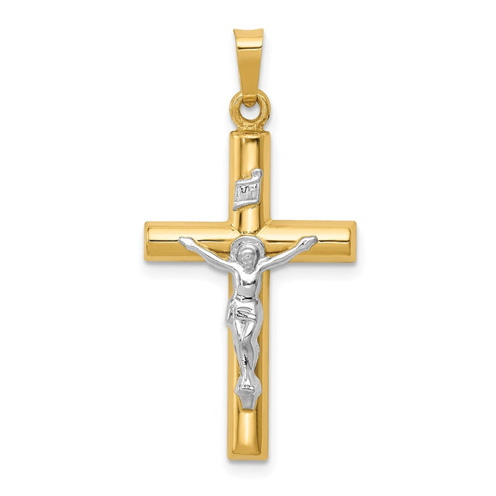 Million Charms 14K Two-Tone Inri Hollow Relgious Crucifix Pendant