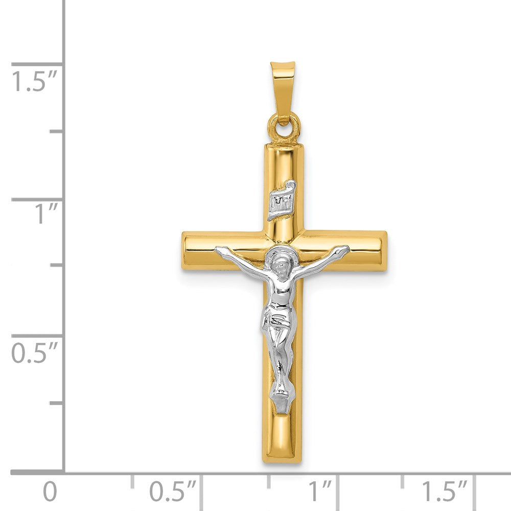 Million Charms 14K Two-Tone Inri Hollow Relgious Crucifix Pendant