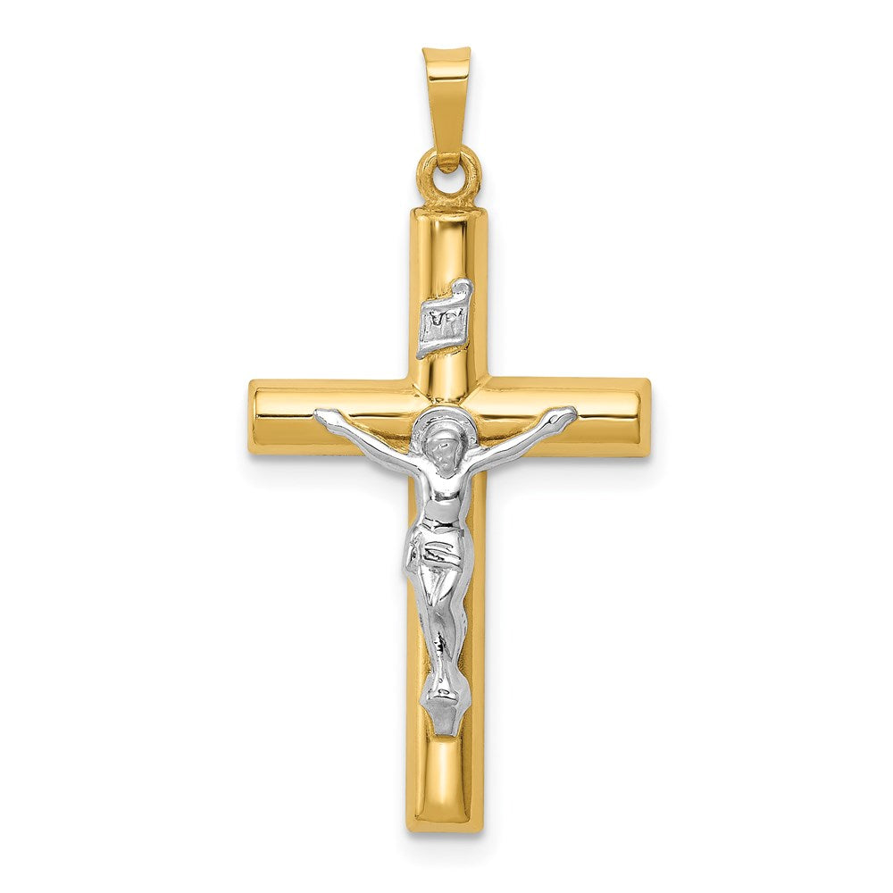 Million Charms 14K Two-Tone Inri Hollow Relgious Crucifix Pendant