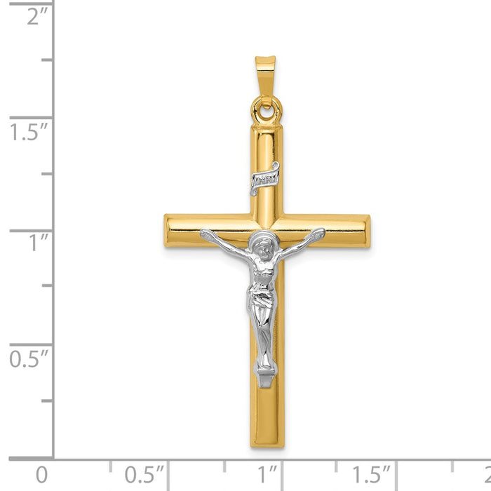 Million Charms 14K Two-Tone Inri Hollow Relgious Crucifix Pendant