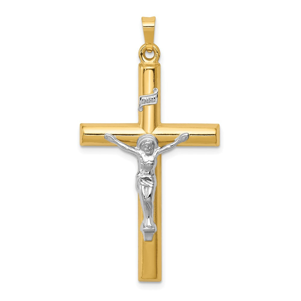 Million Charms 14K Two-Tone Inri Hollow Relgious Crucifix Pendant