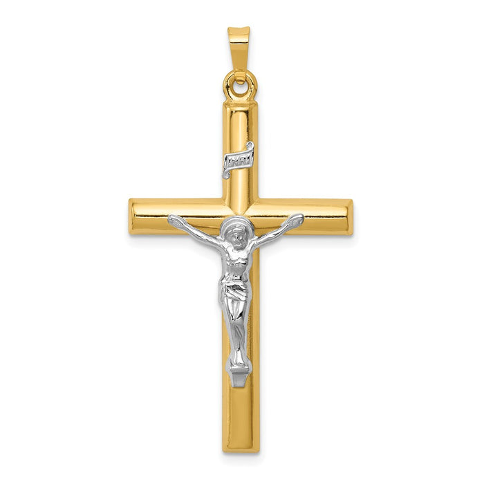 Million Charms 14K Two-Tone Inri Hollow Relgious Crucifix Pendant