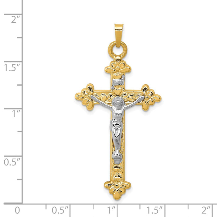 Million Charms 14K Two-Tone Inri Hollow Relgious Crucifix Pendant