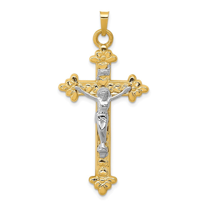 Million Charms 14K Two-Tone Inri Hollow Relgious Crucifix Pendant