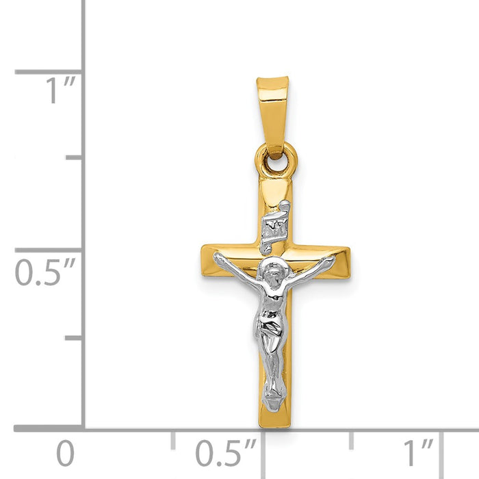 Million Charms 14K Two-Tone Inri Hollow Relgious Crucifix Pendant