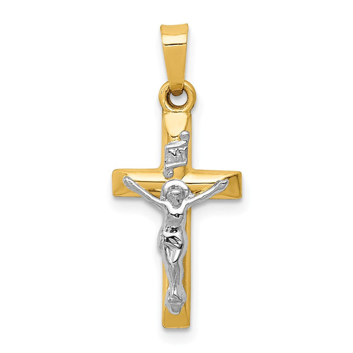 Million Charms 14K Two-Tone Inri Hollow Relgious Crucifix Pendant