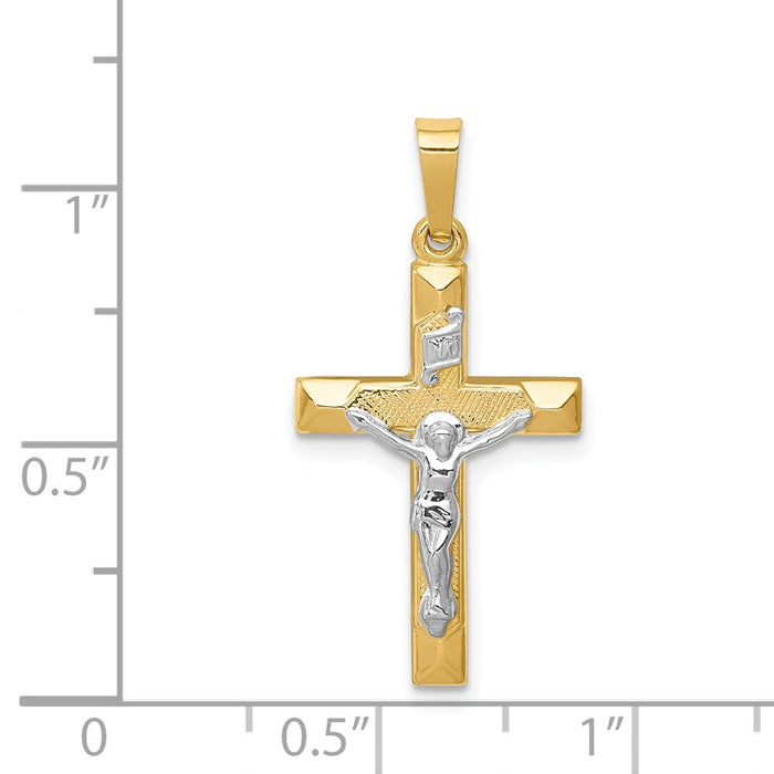 Million Charms 14K Two-Tone Inri Hollow Relgious Crucifix Pendant