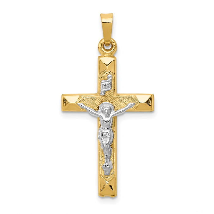 Million Charms 14K Two-Tone Inri Hollow Relgious Crucifix Pendant