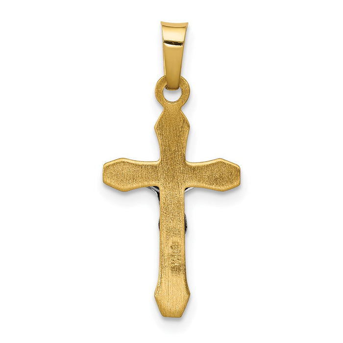 Million Charms 14K Two-Tone Inri Hollow Relgious Crucifix Pendant