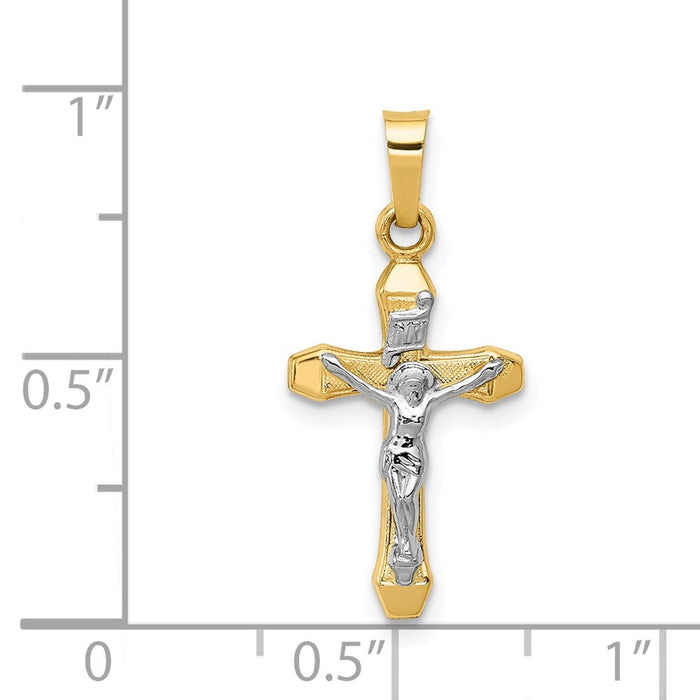 Million Charms 14K Two-Tone Inri Hollow Relgious Crucifix Pendant