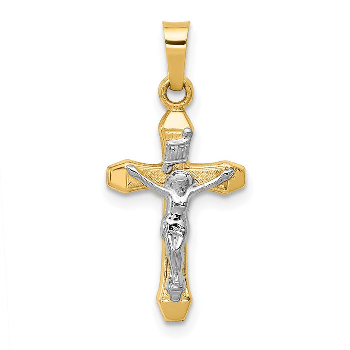 Million Charms 14K Two-Tone Inri Hollow Relgious Crucifix Pendant