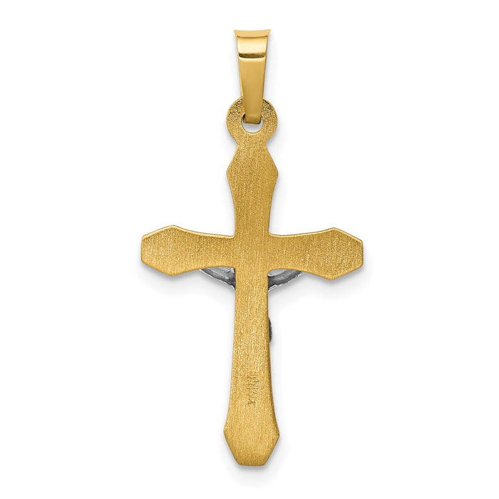 Million Charms 14K Two-Tone Inri Hollow Relgious Crucifix Pendant