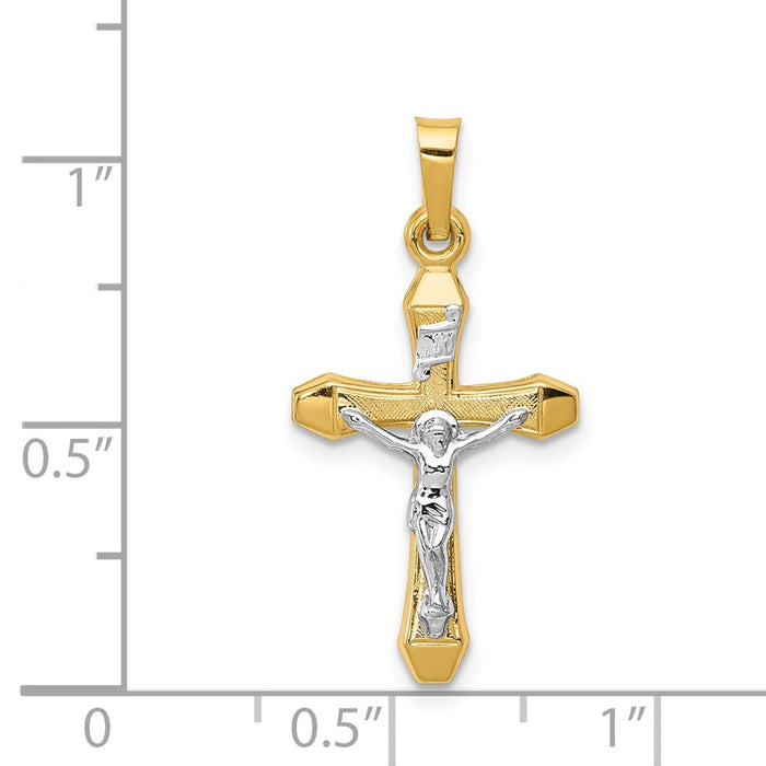 Million Charms 14K Two-Tone Inri Hollow Relgious Crucifix Pendant