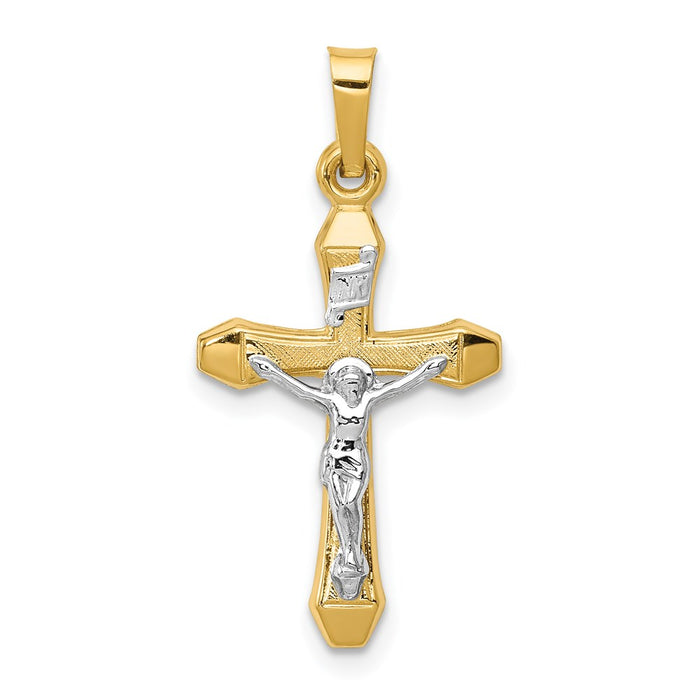 Million Charms 14K Two-Tone Inri Hollow Relgious Crucifix Pendant