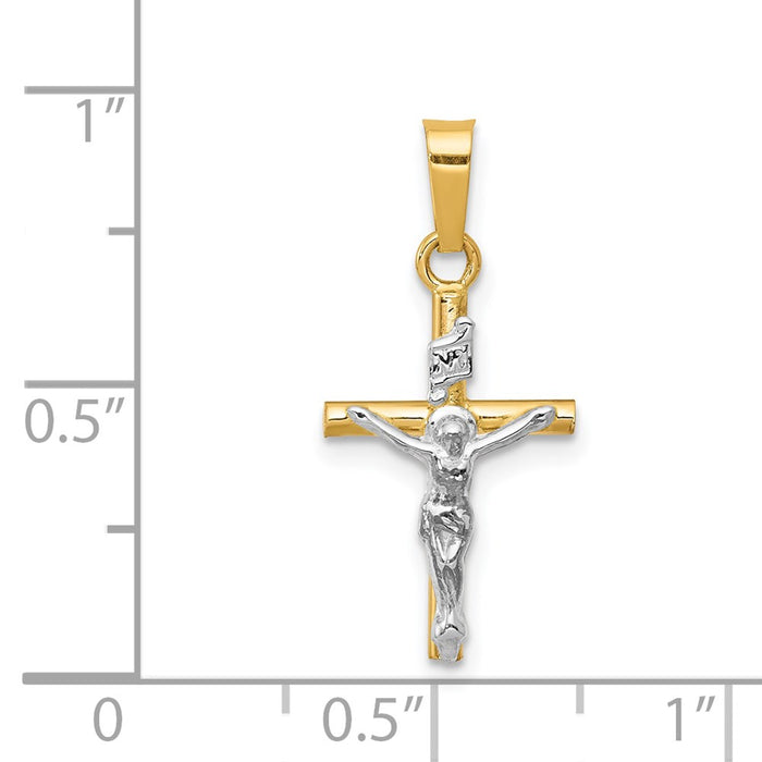 Million Charms 14K Two-Tone Inri Hollow Relgious Crucifix Pendant