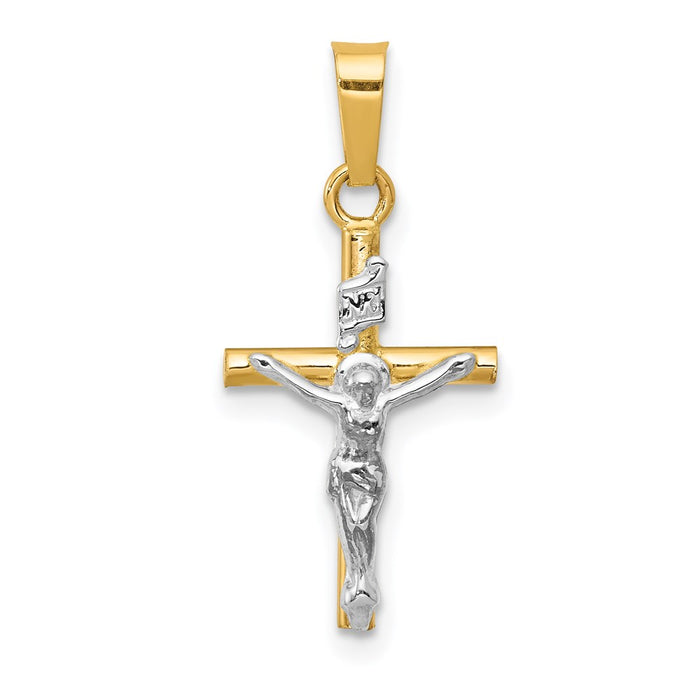 Million Charms 14K Two-Tone Inri Hollow Relgious Crucifix Pendant