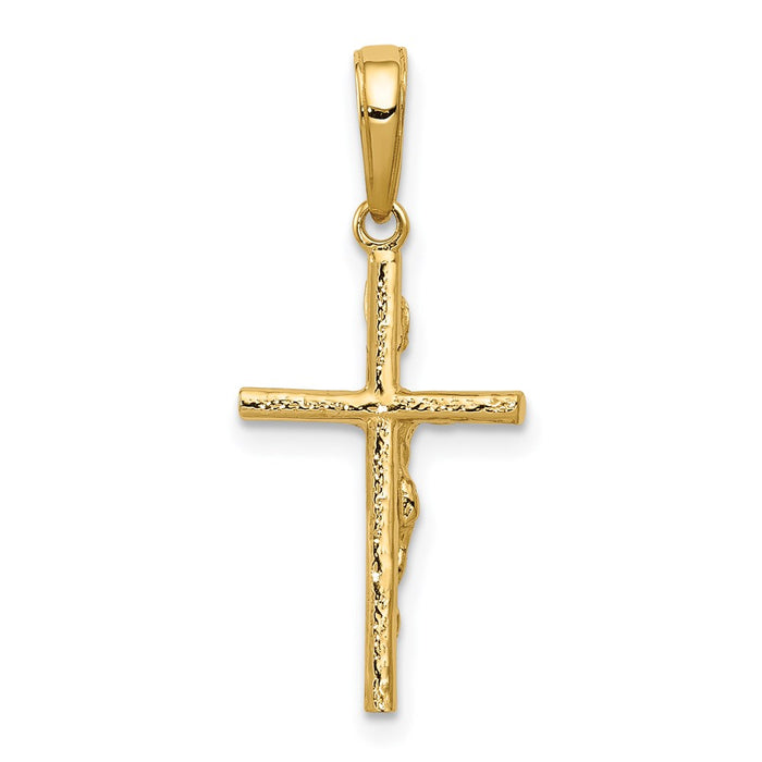 Million Charms 14K Yellow Gold Themed Inri Hollow Relgious Crucifix Pendant