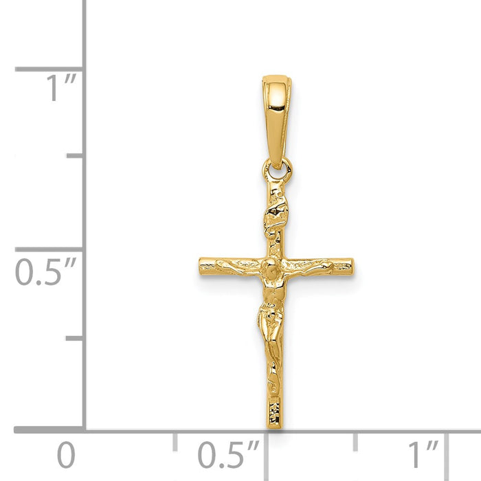 Million Charms 14K Yellow Gold Themed Inri Hollow Relgious Crucifix Pendant