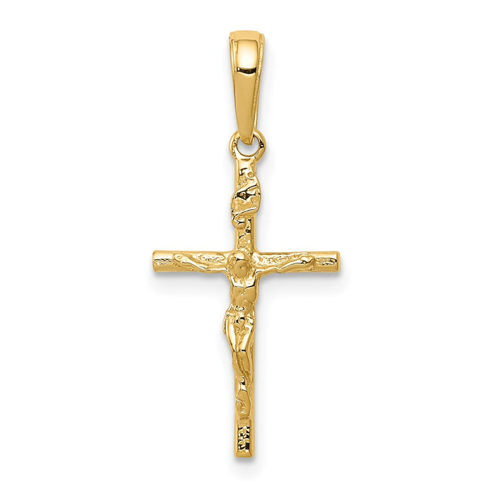 Million Charms 14K Yellow Gold Themed Inri Hollow Relgious Crucifix Pendant