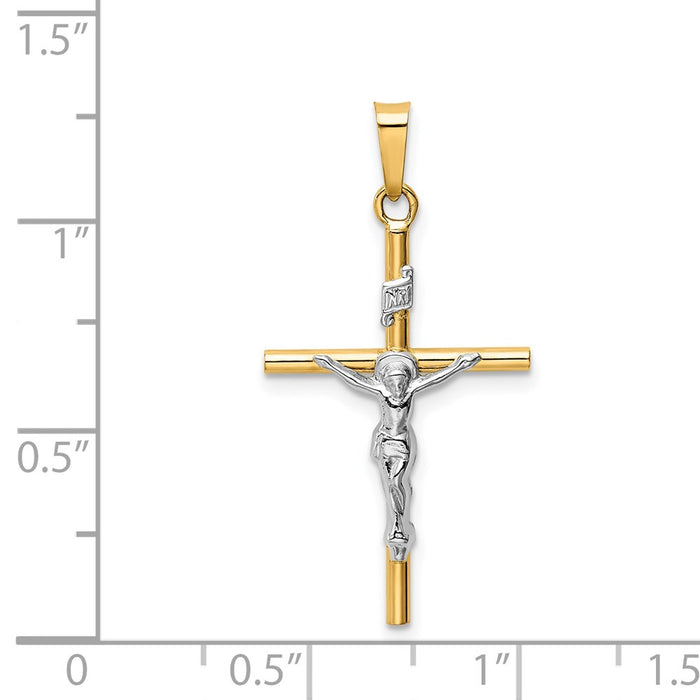 Million Charms 14K Two-Tone Inri Relgious Crucifix Pendant