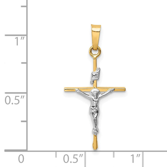 Million Charms 14K Two-Tone Inri Relgious Crucifix Pendant