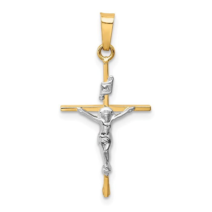 Million Charms 14K Two-Tone Inri Relgious Crucifix Pendant