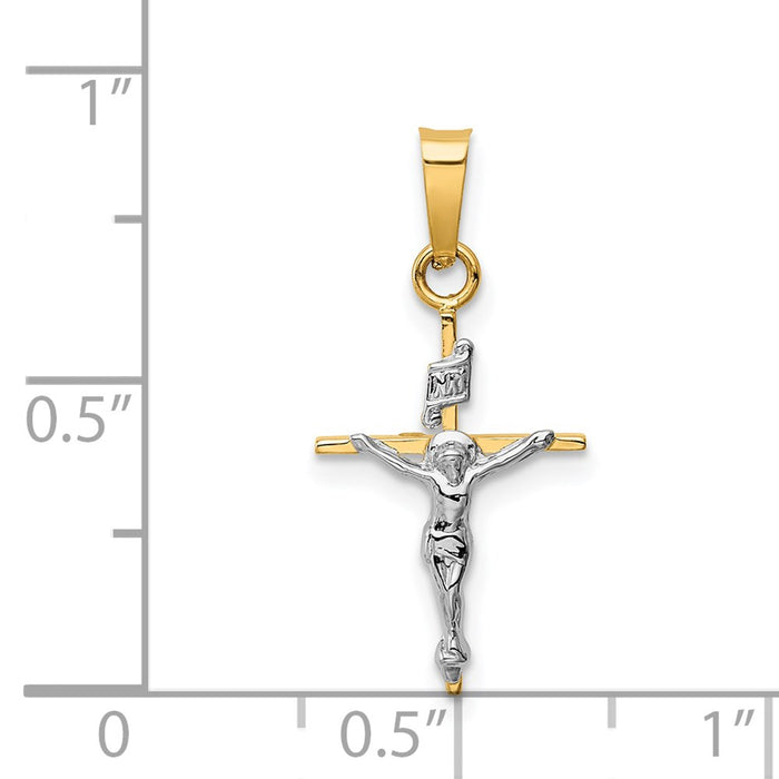 Million Charms 14K Two-Tone Inri Relgious Crucifix Pendant