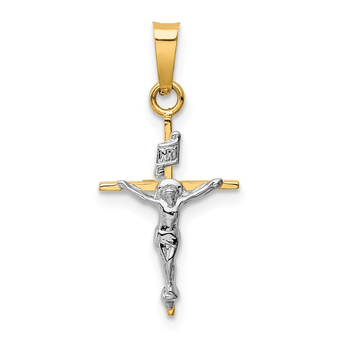 Million Charms 14K Two-Tone Inri Relgious Crucifix Pendant