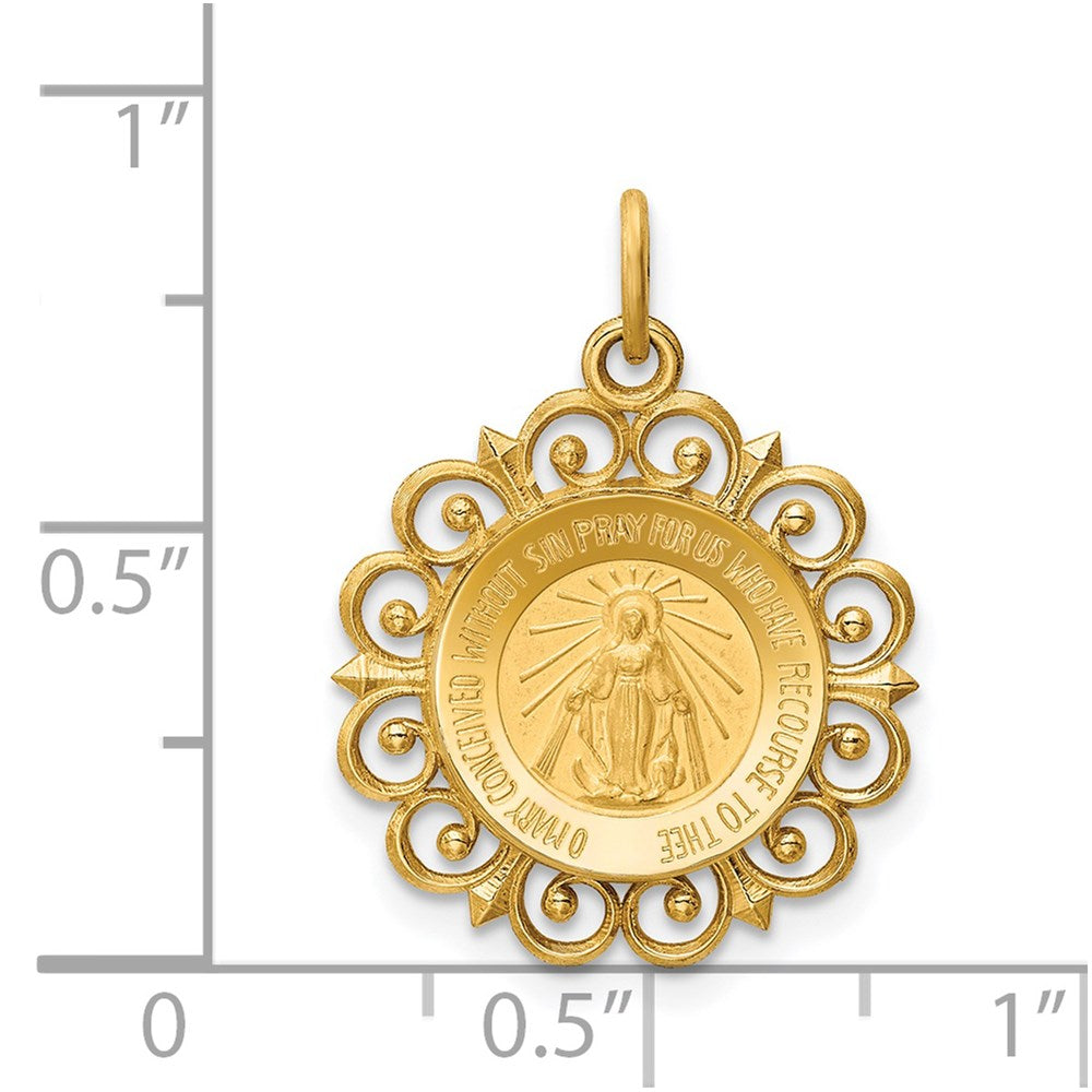 Million Charms 14K Yellow Gold Themed Religious Miraculous Medal Charm