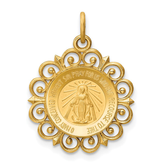 Million Charms 14K Yellow Gold Themed Religious Miraculous Medal Charm