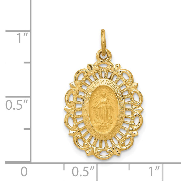 Million Charms 14K Yellow Gold Themed Religious Miraculous Medal Charm