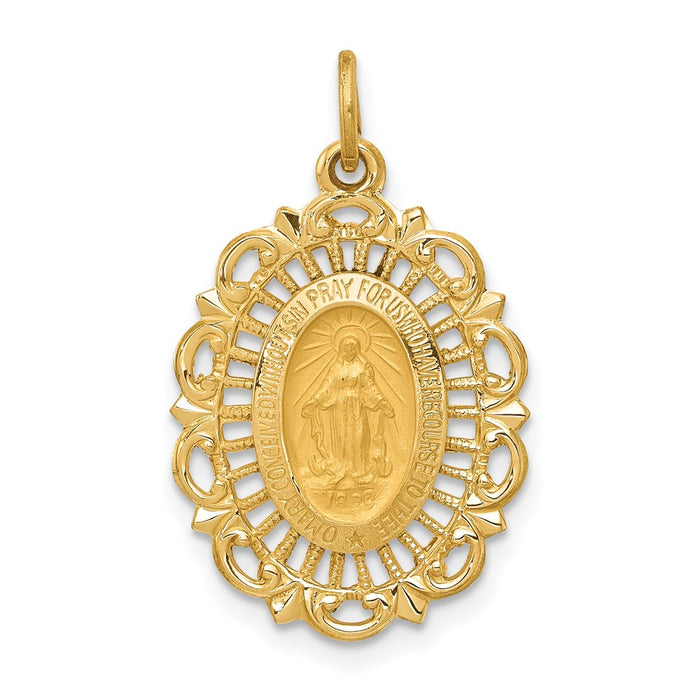 Million Charms 14K Yellow Gold Themed Religious Miraculous Medal Charm