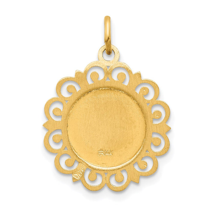 Million Charms 14K Yellow Gold Themed Relgious Our Lady Of Perpetual Help Medal Charm