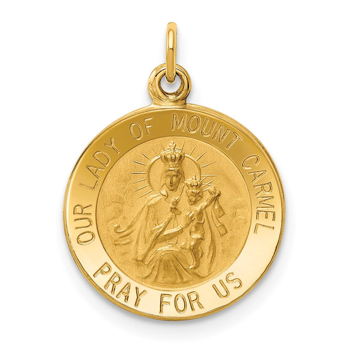 Million Charms 14K Yellow Gold Themed Relgious Our Lady Of Mount Carmel Medal Charm