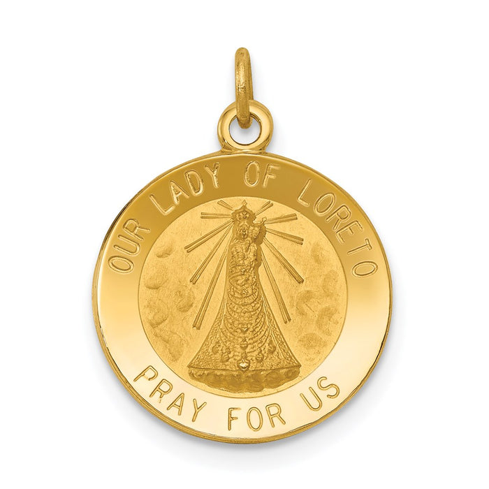 Million Charms 14K Yellow Gold Themed Relgious Our Lady Of Loreto Medal Charm