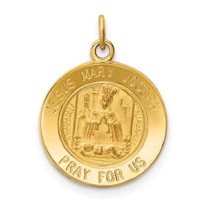 Million Charms 14K Yellow Gold Themed Jesus, Mary, Joseph Medal Charm