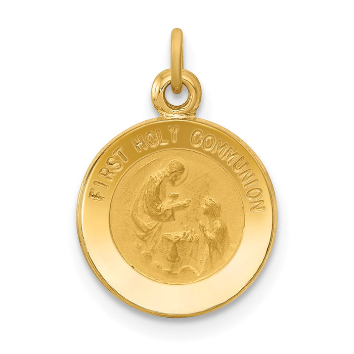 Million Charms 14K Yellow Gold Themed First Communion Medal Charm