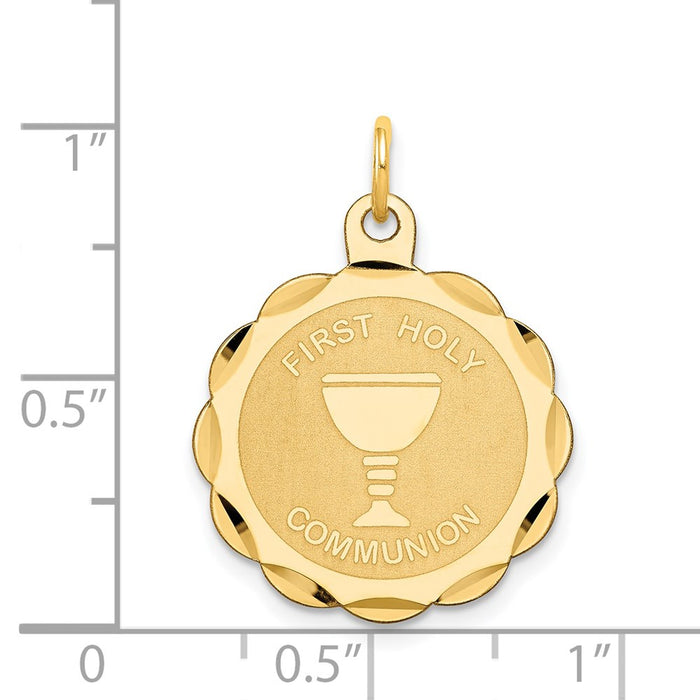 Million Charms 14K Yellow Gold Themed First Religious Holy Communion Disc Charm
