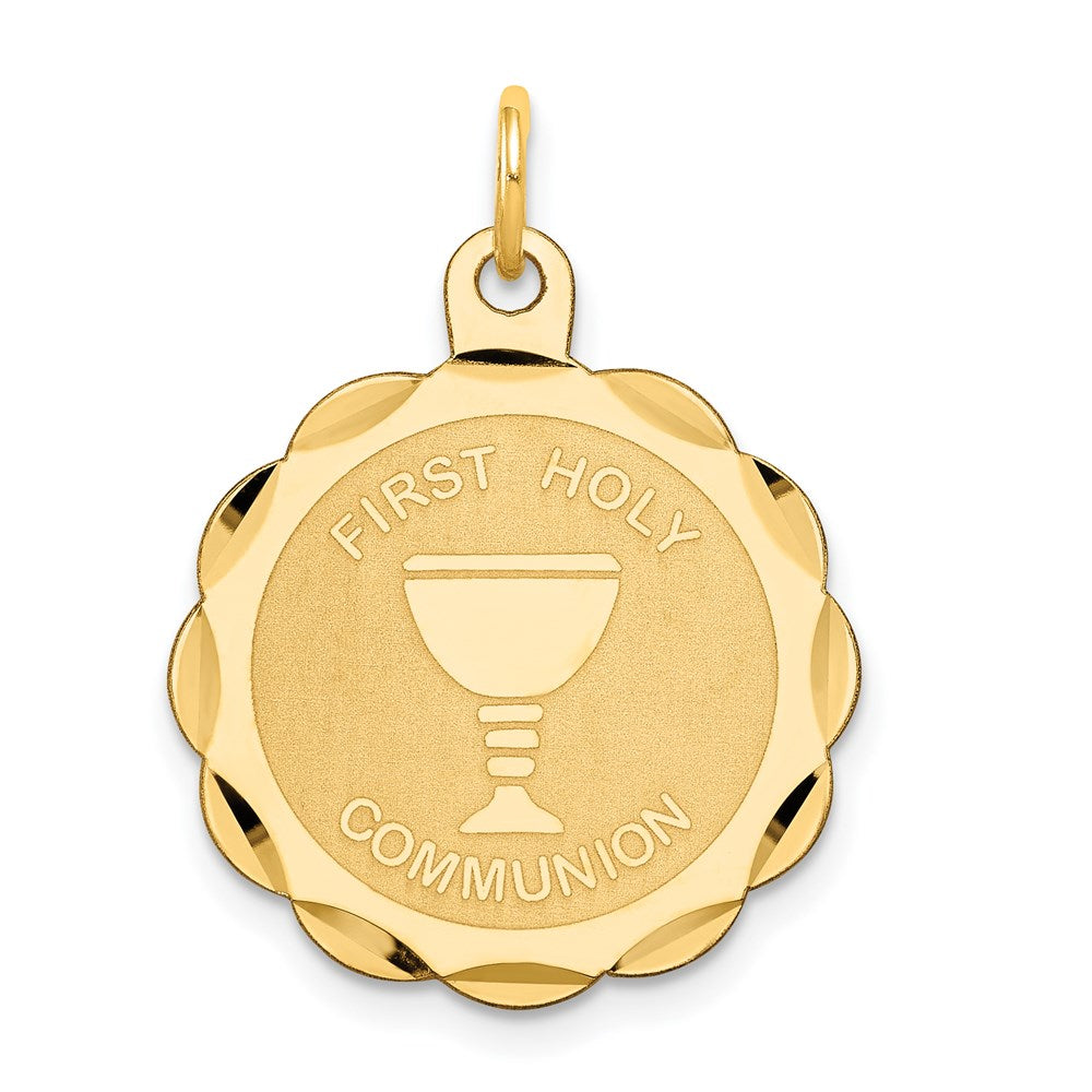 Million Charms 14K Yellow Gold Themed First Religious Holy Communion Disc Charm