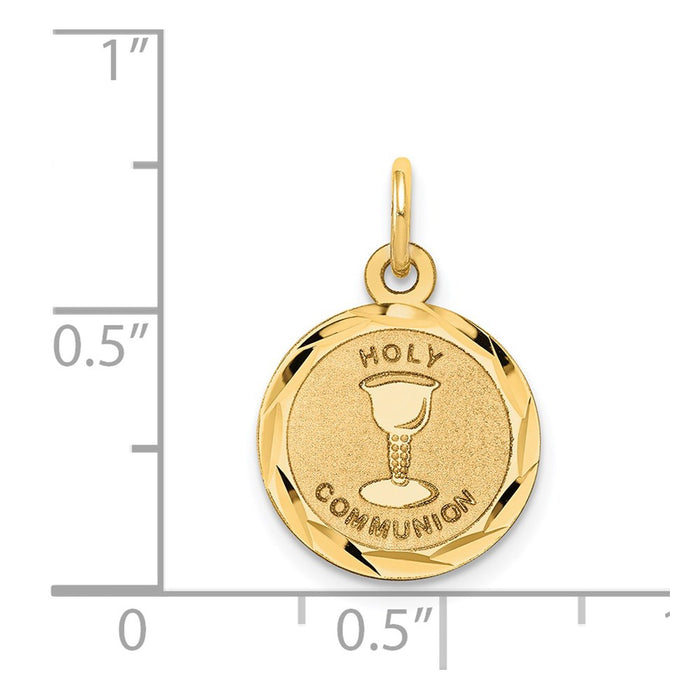 Million Charms 14K Yellow Gold Themed Religious Holy Communion Disc Charm