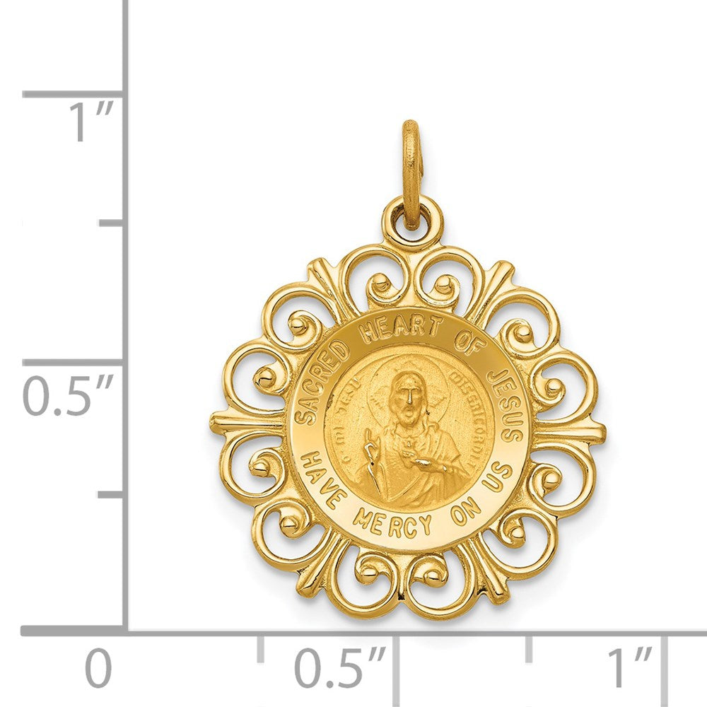 Million Charms 14K Yellow Gold Themed Sacred Heart Of Jesus Medal Charm
