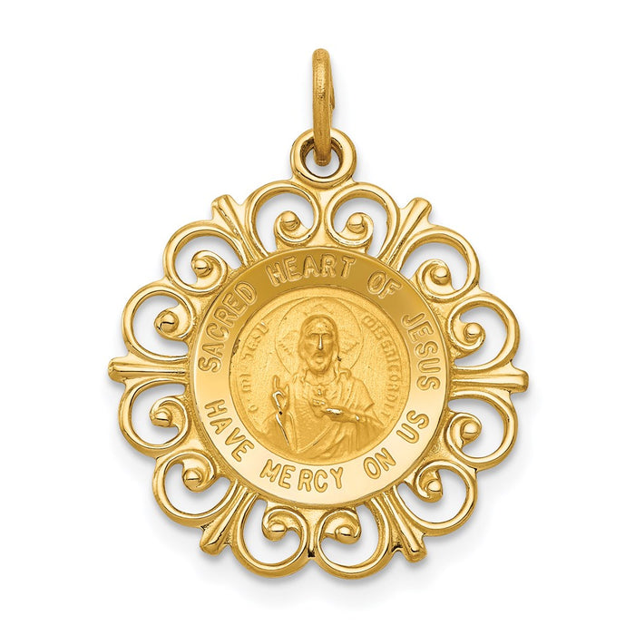 Million Charms 14K Yellow Gold Themed Sacred Heart Of Jesus Medal Charm