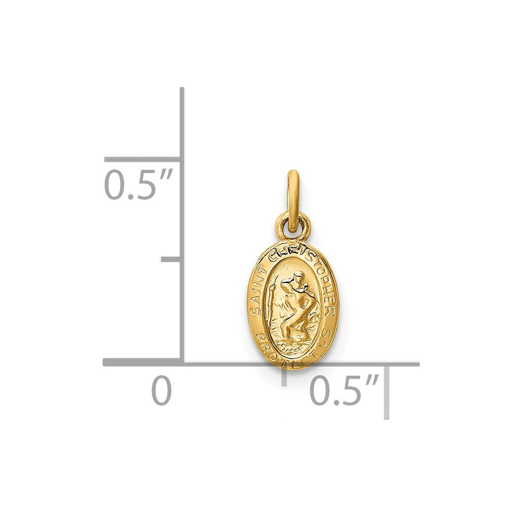 Million Charms 14K Yellow Gold Themed Religious Saint Christopher Medal Charm