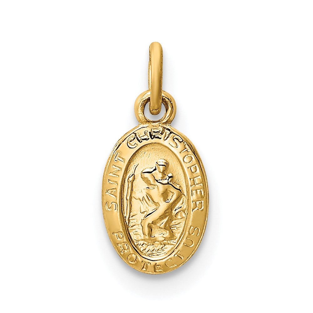 Million Charms 14K Yellow Gold Themed Religious Saint Christopher Medal Charm