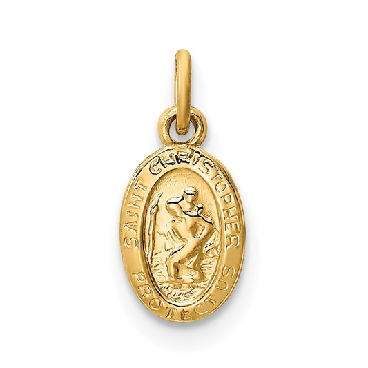 Million Charms 14K Yellow Gold Themed Religious Saint Christopher Medal Charm